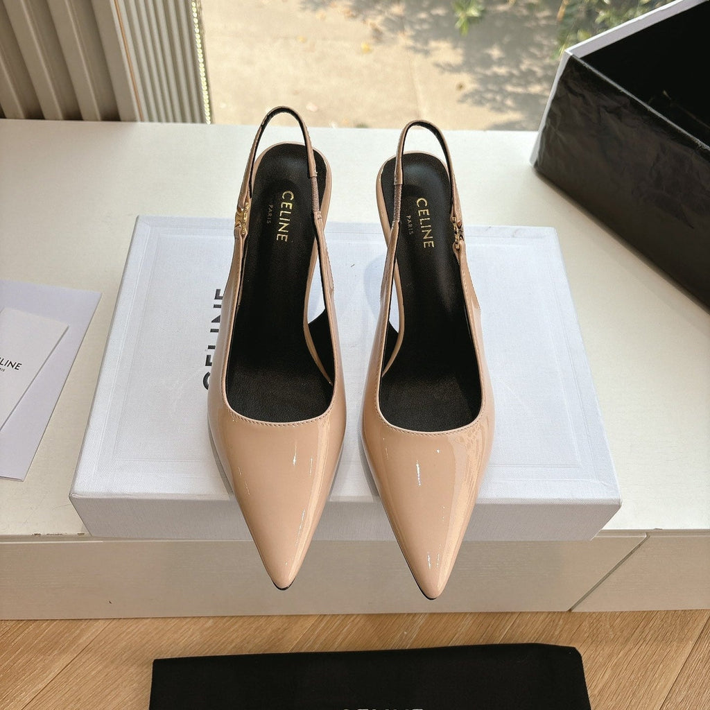 CELINE Slingbacks Pink Patent Leather 285941