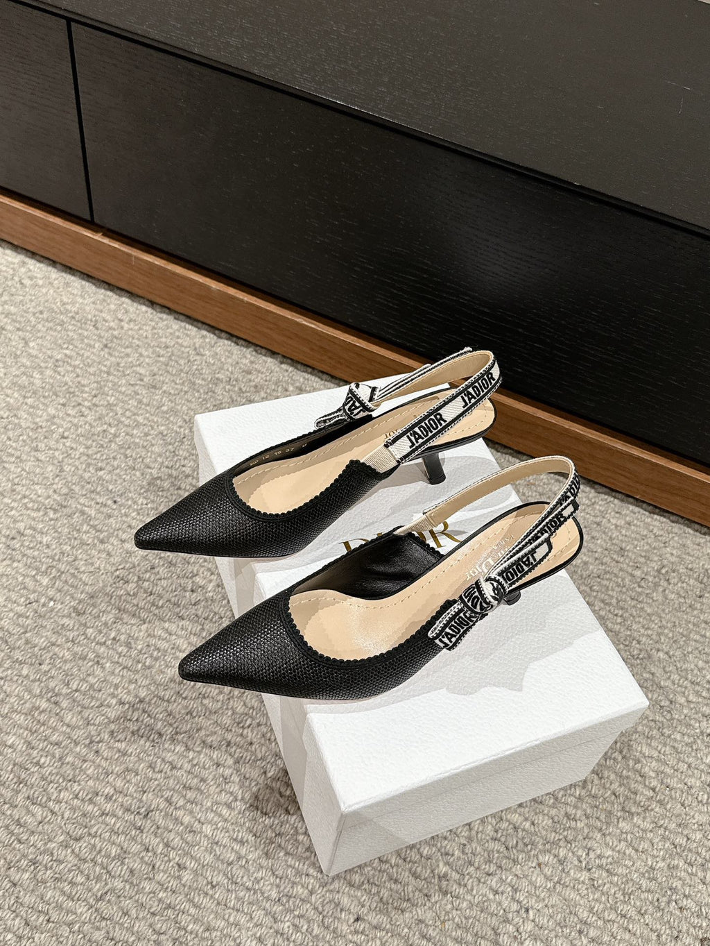 cd slingback 65 black raffia lambskin