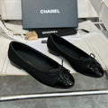 ballet flat black tweed patent calfskin