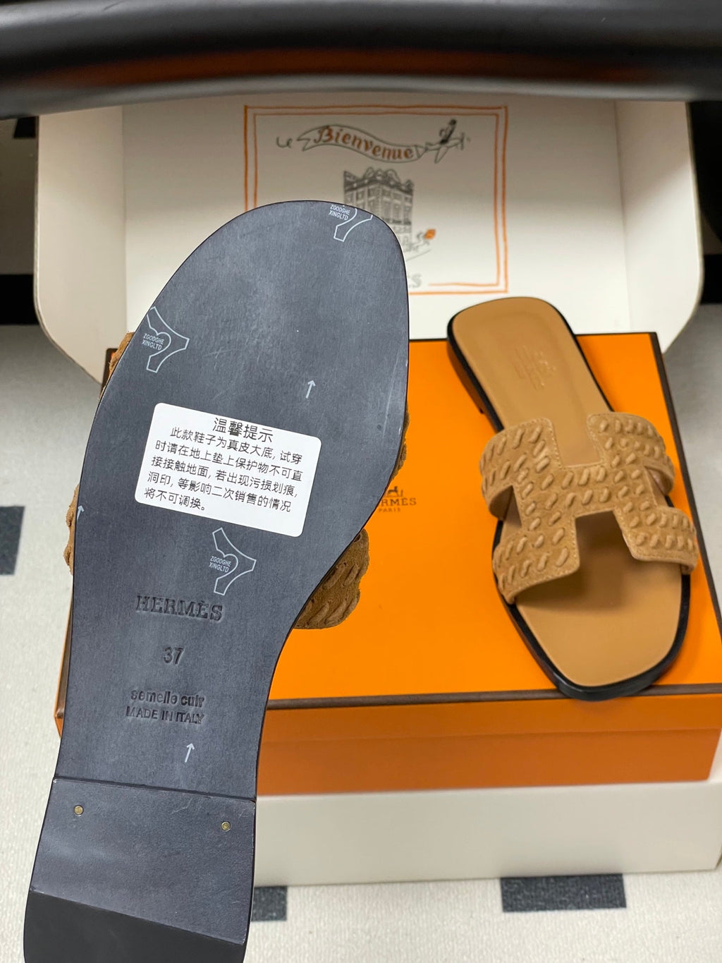 HM 25S ORAN SANDAL IN LIGHT BROWN SUEDE AND LAMBSKIN