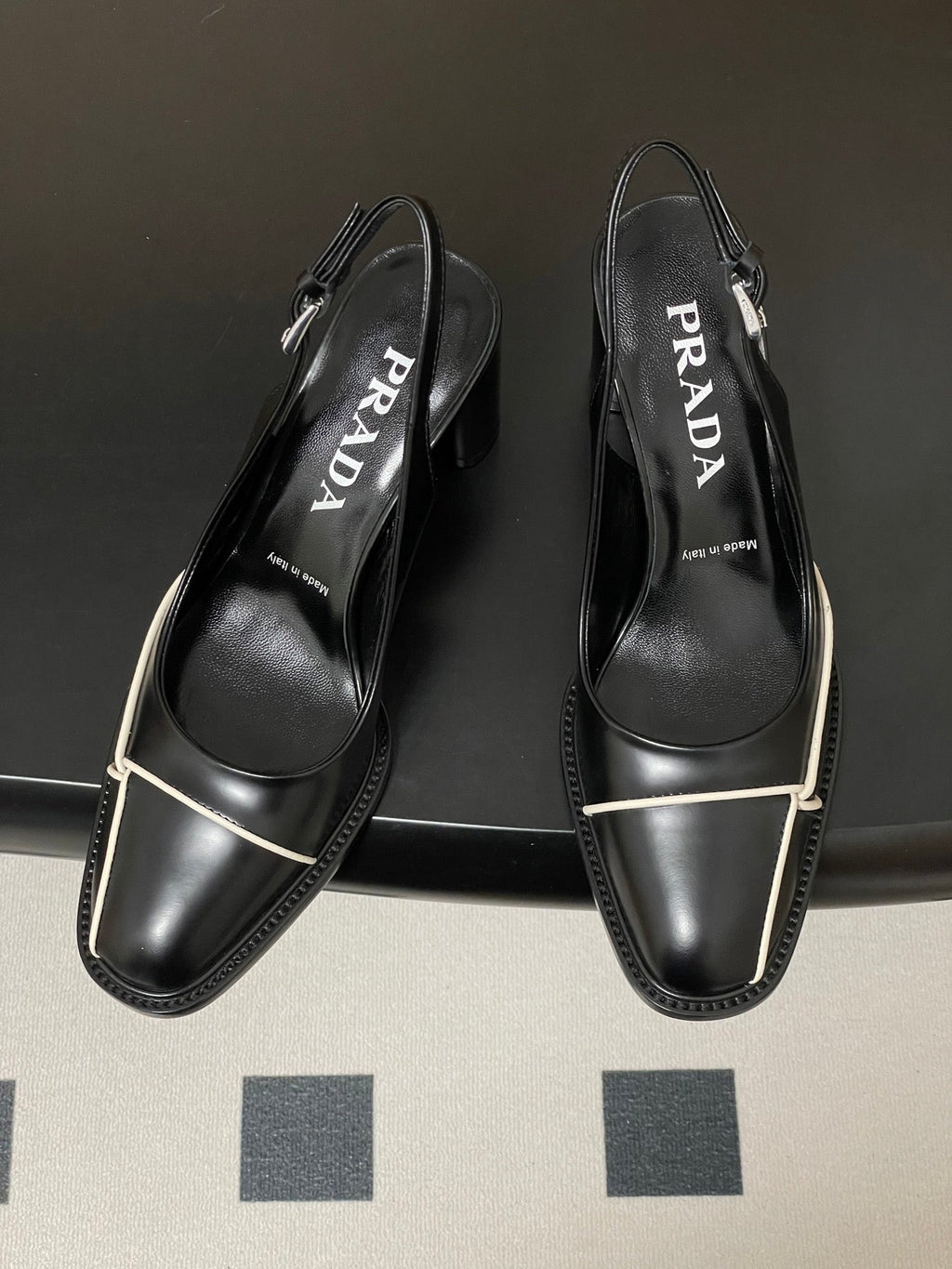 PRA 26SS Slingback 70 Black White Cowhide 593846