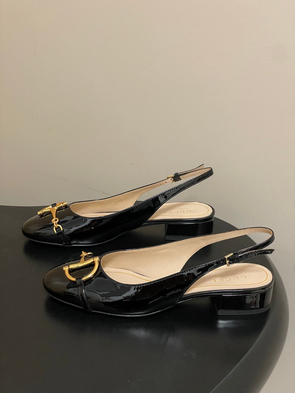 GG 26ss Big D Half HorseBit Mary Jane Black Patent Leather 593506