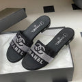CC 26s Flat Sandals Black Sheepskin Rhinestones 649516