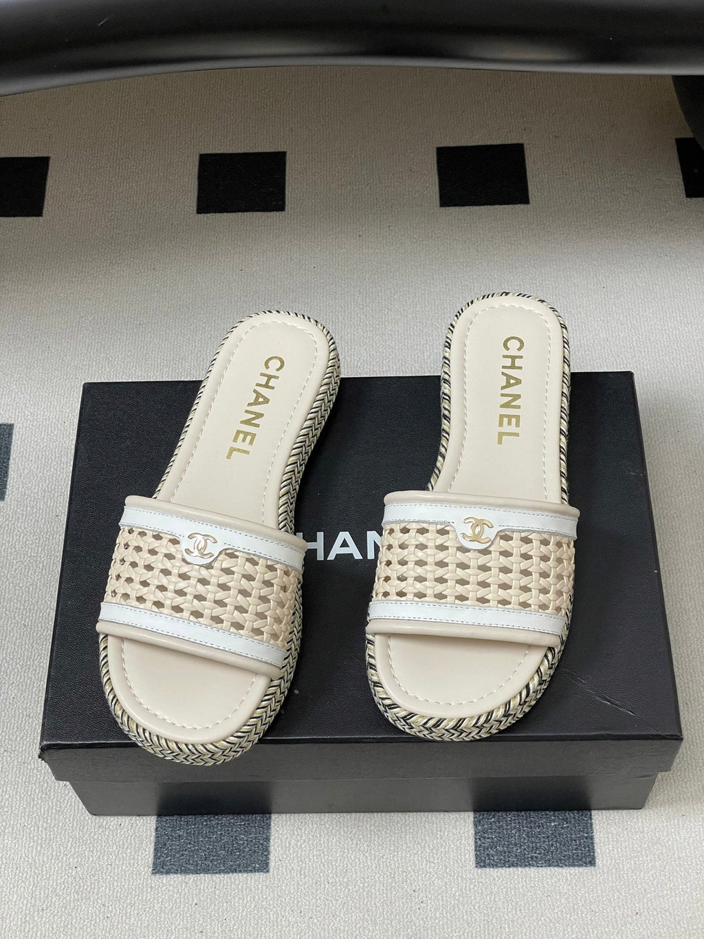CC 26s Platform Slippers Light Beige Cowhide 649459