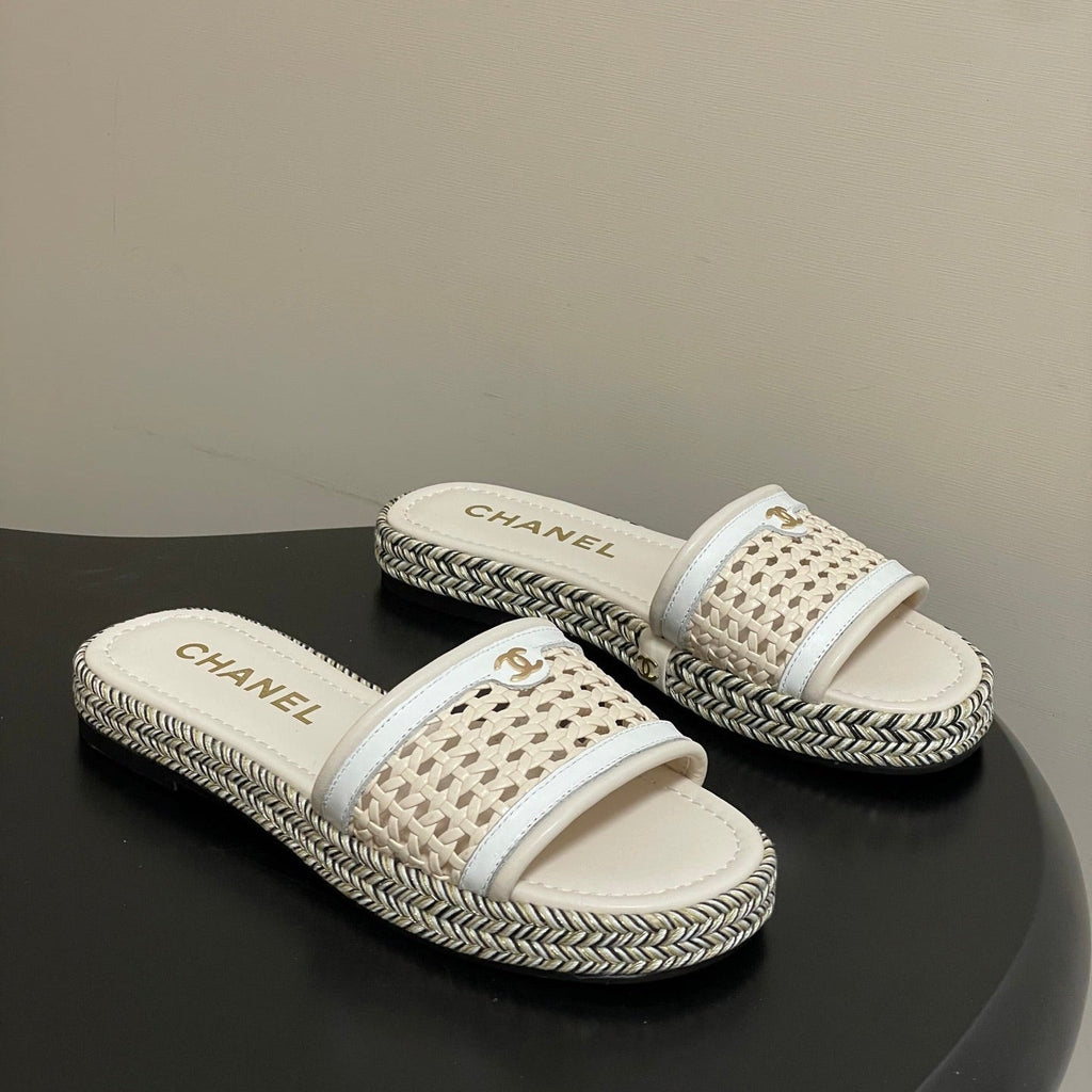CC 26s Platform Slippers Light Beige Cowhide 649459