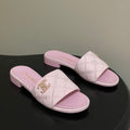 CC 26s Flat Sandals Pink Canvas Sheepskin Double C 649509