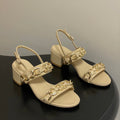 CC 26s Buckle Chain Sandals 55 Beige Sheepskin 649472