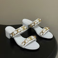 CC 26s Chunky Heels Sandals 55 White Sheepskin 649470