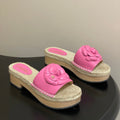CC 26s Camellia Slippers Beige Pink Rope Smooth Leather 649398
