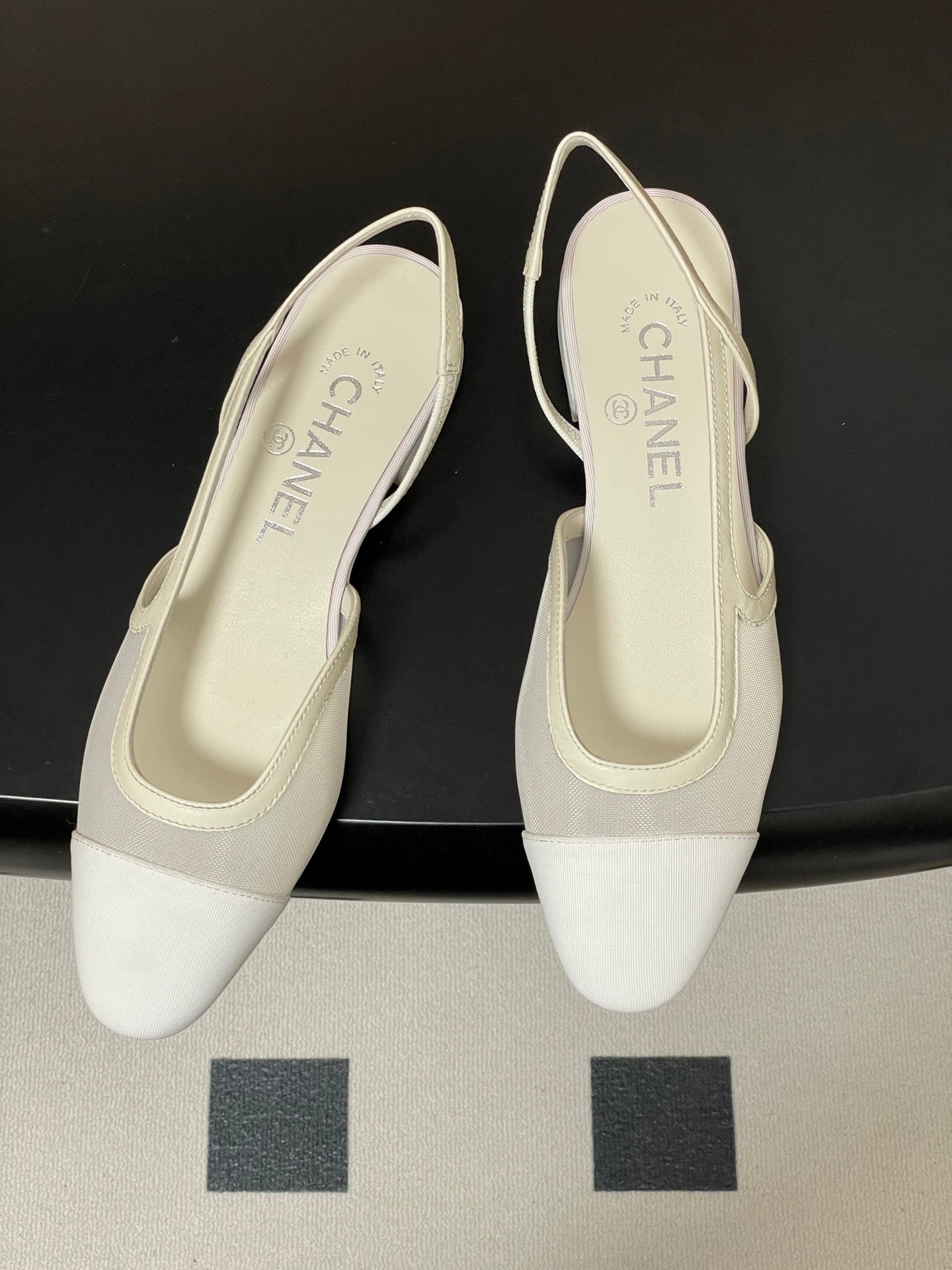 CC 26s Slingback White Mesh Fabric Sheepskin 649449