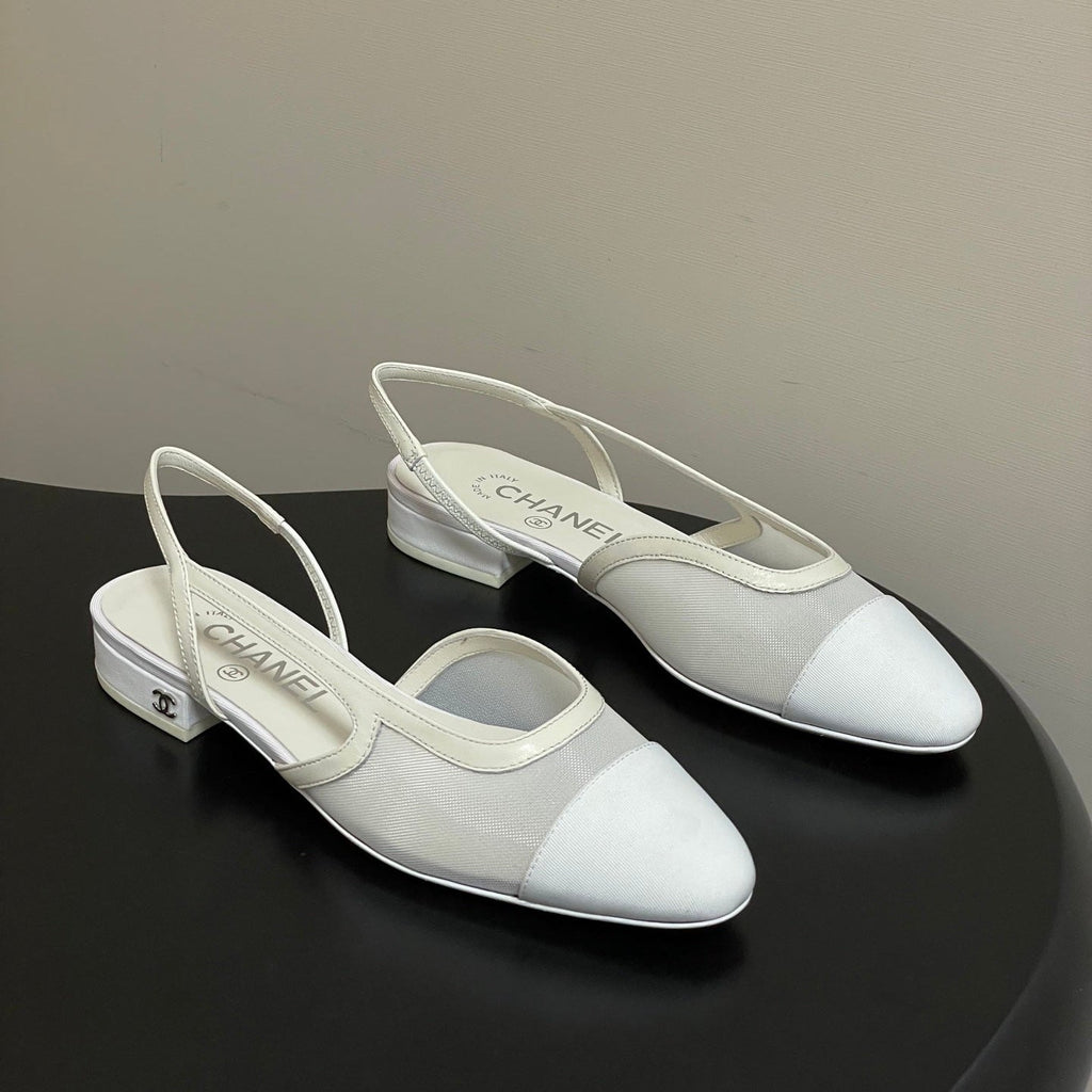 CC 26s Slingback White Mesh Fabric Sheepskin 649449