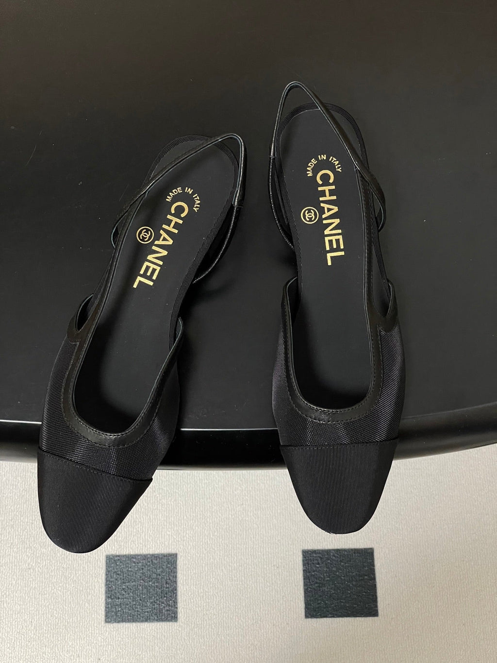 CC 26s Slingback Black Mesh Fabric Sheepskin 649450