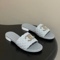 CC 26s Flat Slippers Gray Fabric Sheepskin 649489