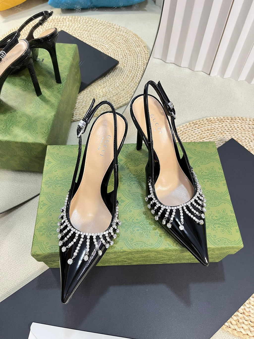 GC Embellished Slingback Black Patent Leather 294625