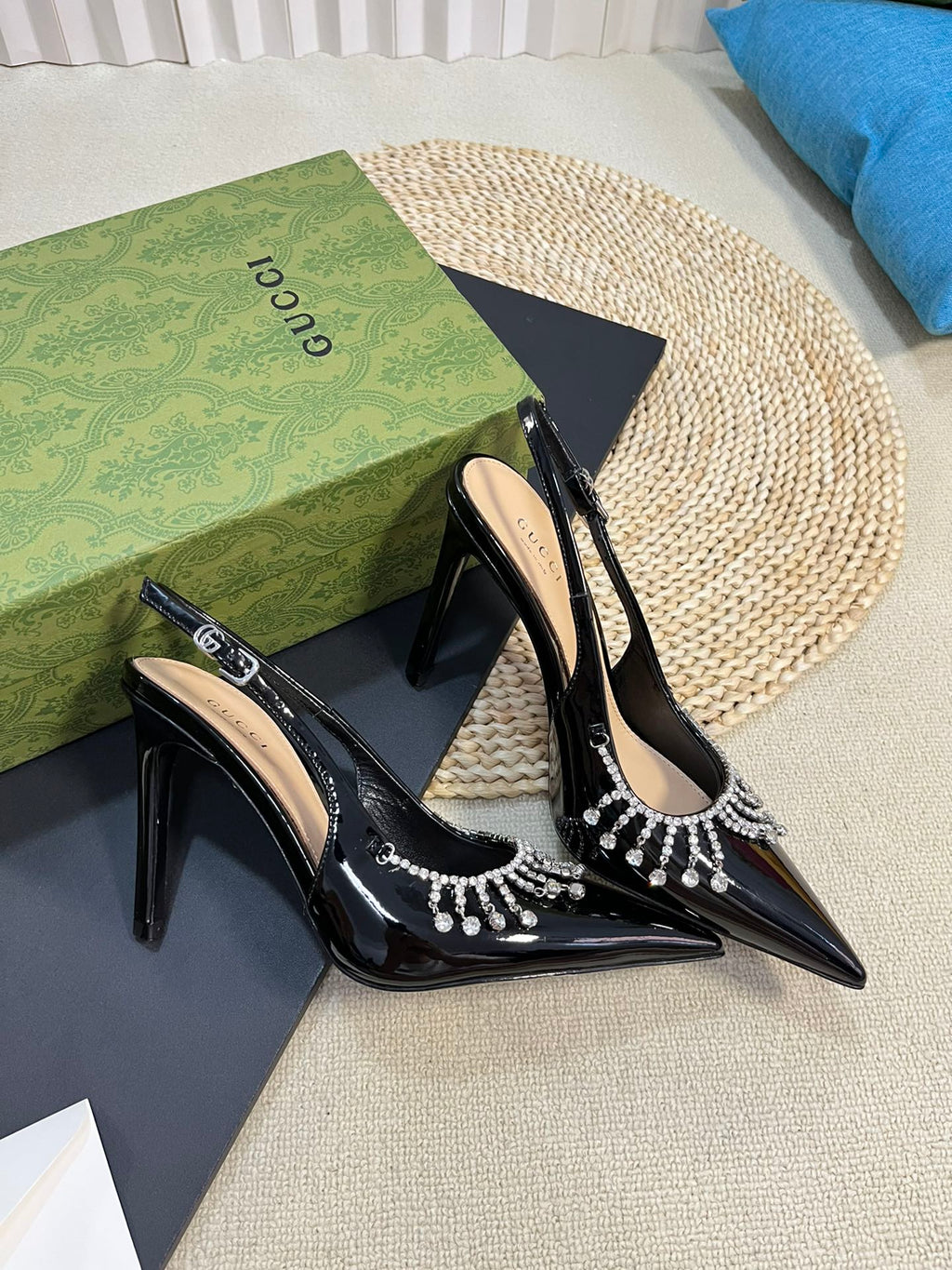 GC Embellished Slingback Black Patent Leather 294625