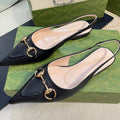 GC Horsebit Slingback Pump 10mm Black Sheepskin 294557