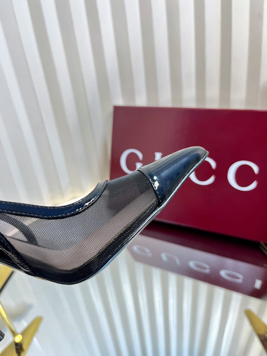 GC Signoria Slingback Pump Black Mesh Sheepskin 294519