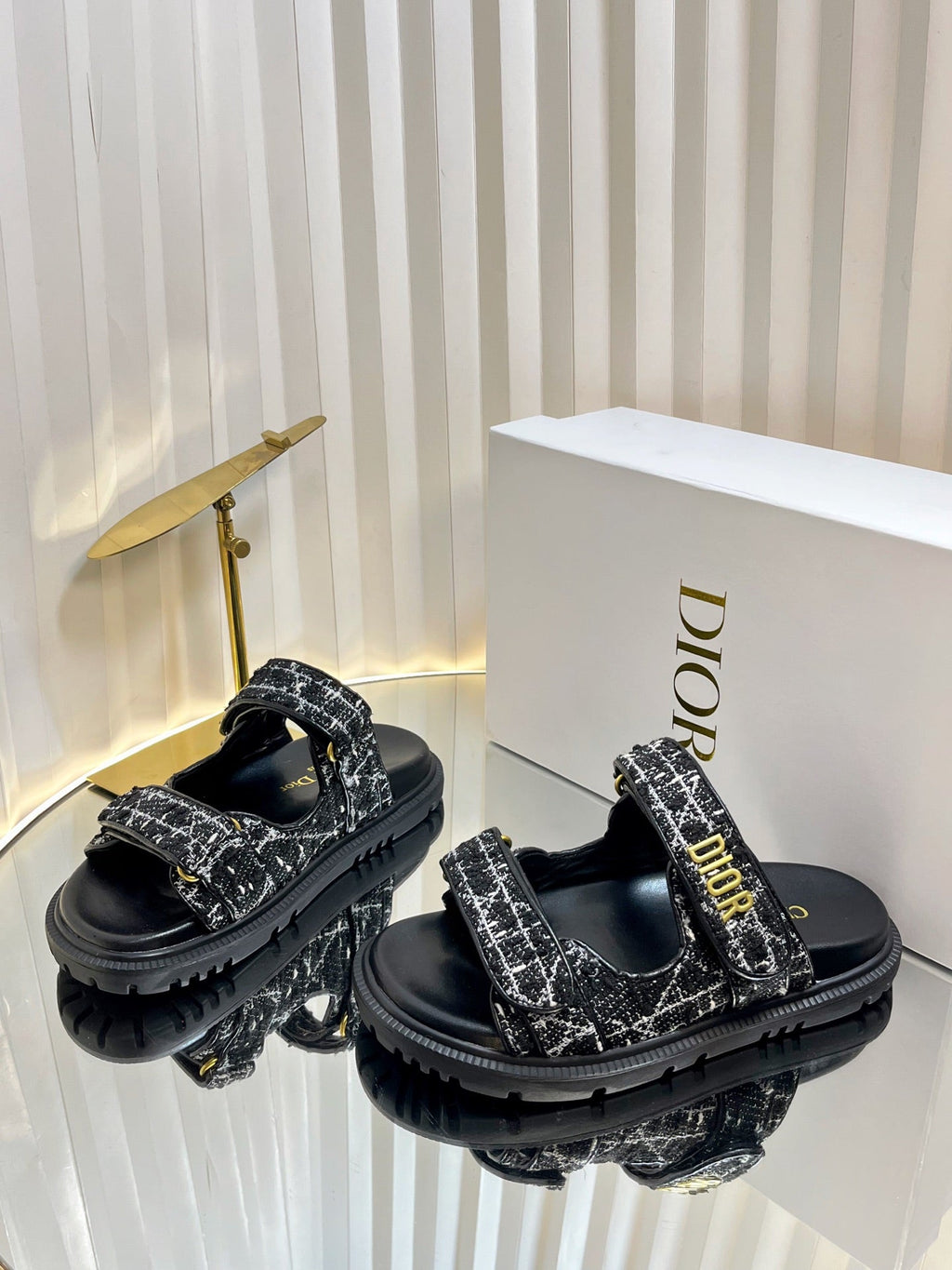 DIORACT SLIDES 25MM IN BLACK TWEED
