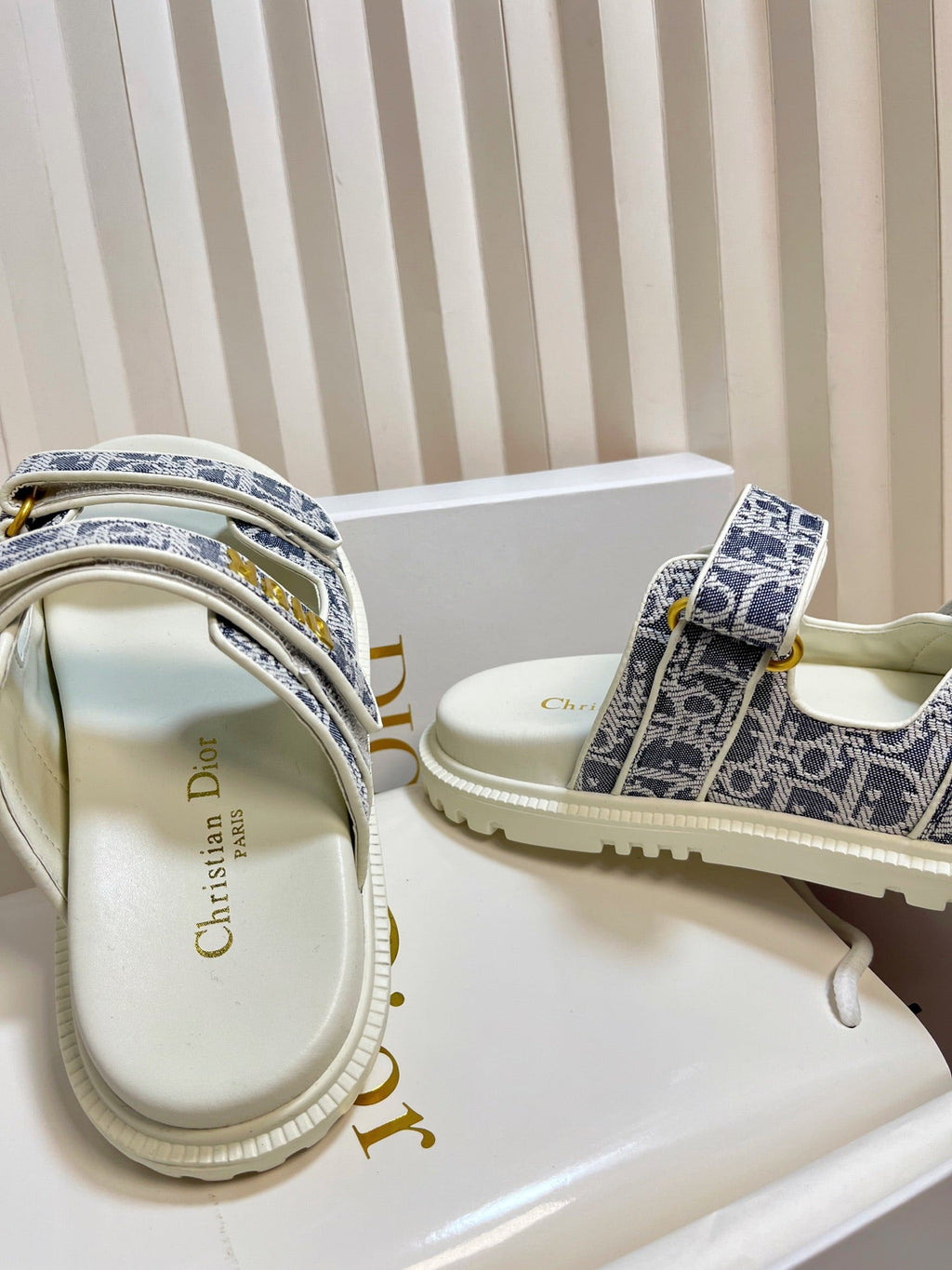 DIORACT SLIDES 25MM IN GRAY TWEED