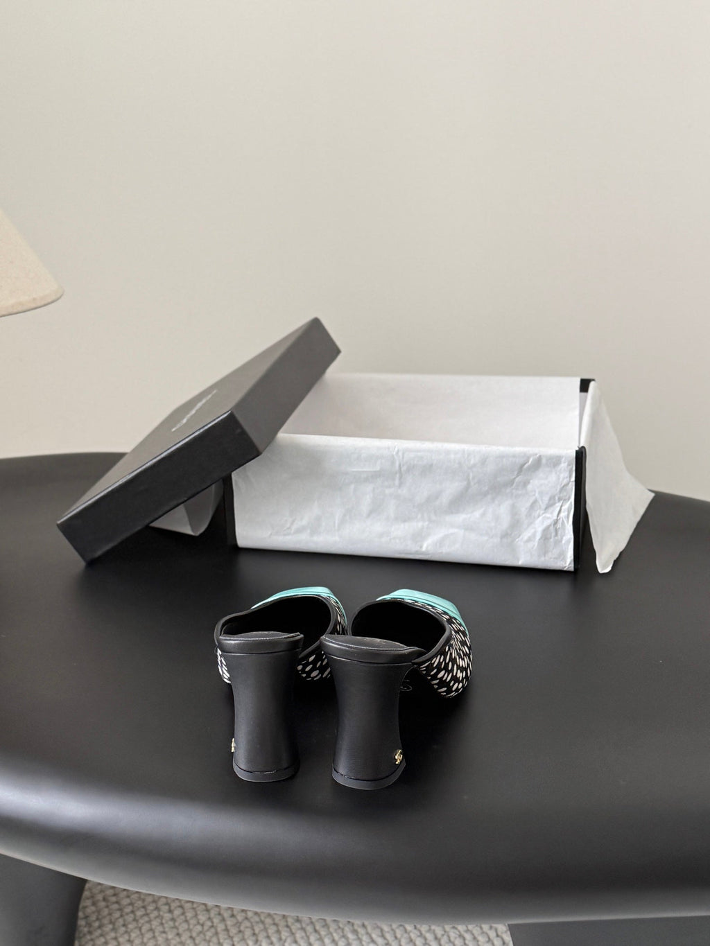 CC 2026 Mary Jane Mule 70 Black Blue Patent Leather 700433
