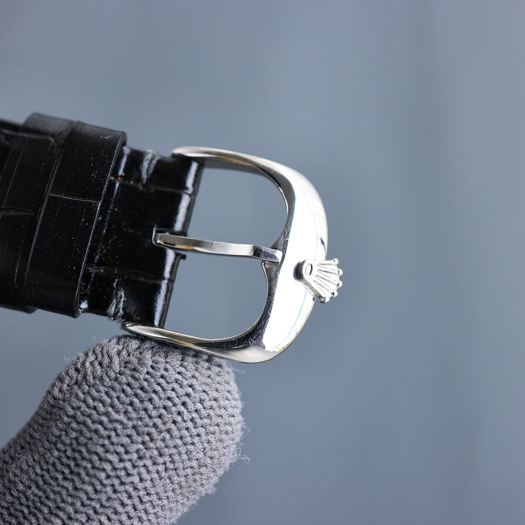 Rolex 25 Datejust 40mm Black White Calfskin Belt