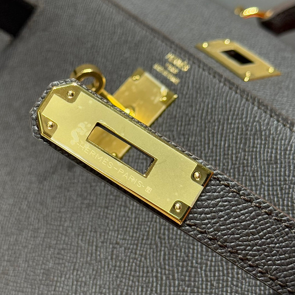 Hermes Kelly Bag Ebony Gold Epsom Leather