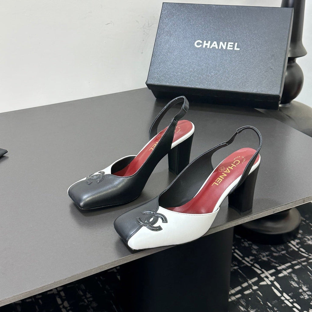 CC 2026 Slingback 75 Black White Cowhide 668139