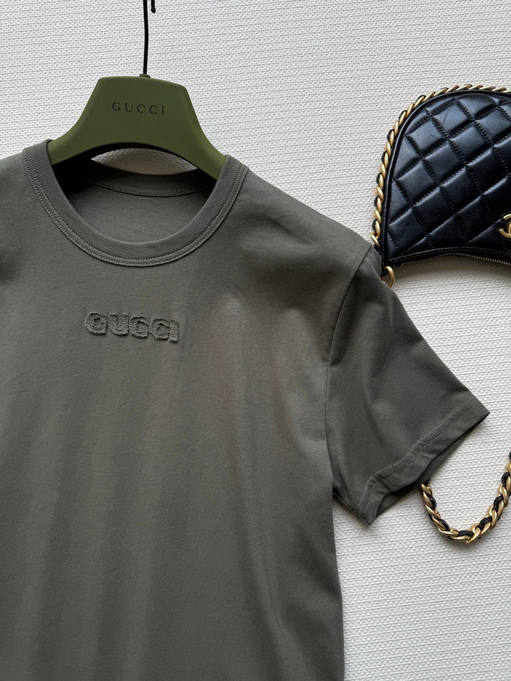 Gucci 2025 Embroidered Jersey T-shirt Dark Green Cotton