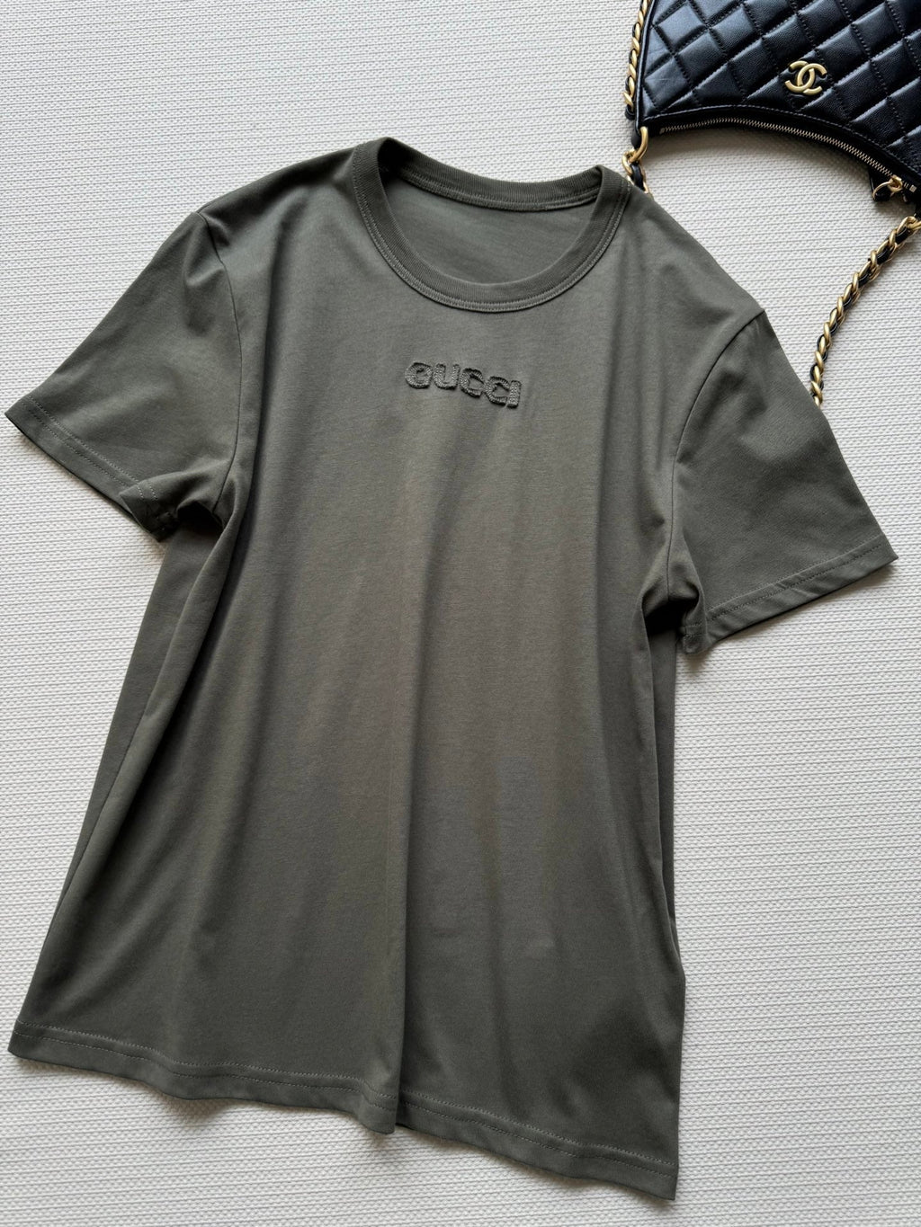 Gucci 2025 Embroidered Jersey T-shirt Dark Green Cotton