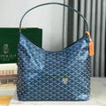 BohÃ¨me Hobo Bag 42cm Deep Blue Canvas Chevroches Calfskin