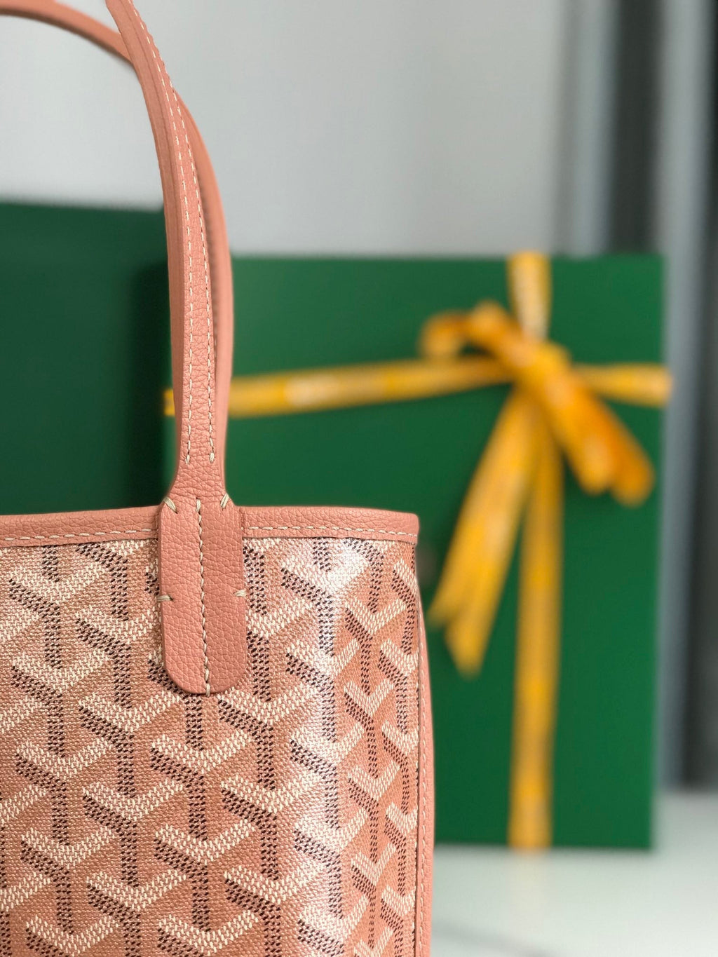 Anjou Mini Bag 20cm Pink Canvas Chevroches Calfskin