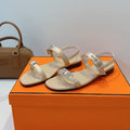 HM Paris Sandals Beige Lamskin 374210