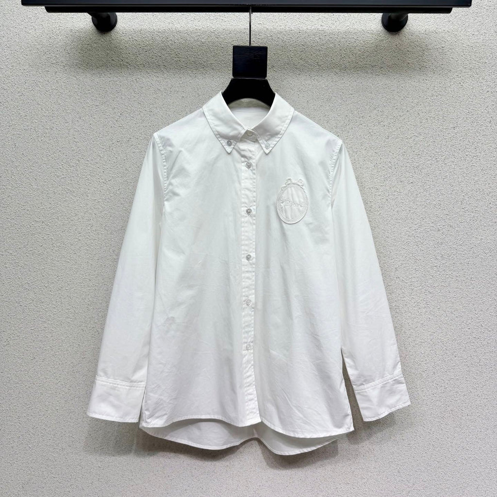 Dior 2026 Embroidered Logo Shirt White Cotton 374551