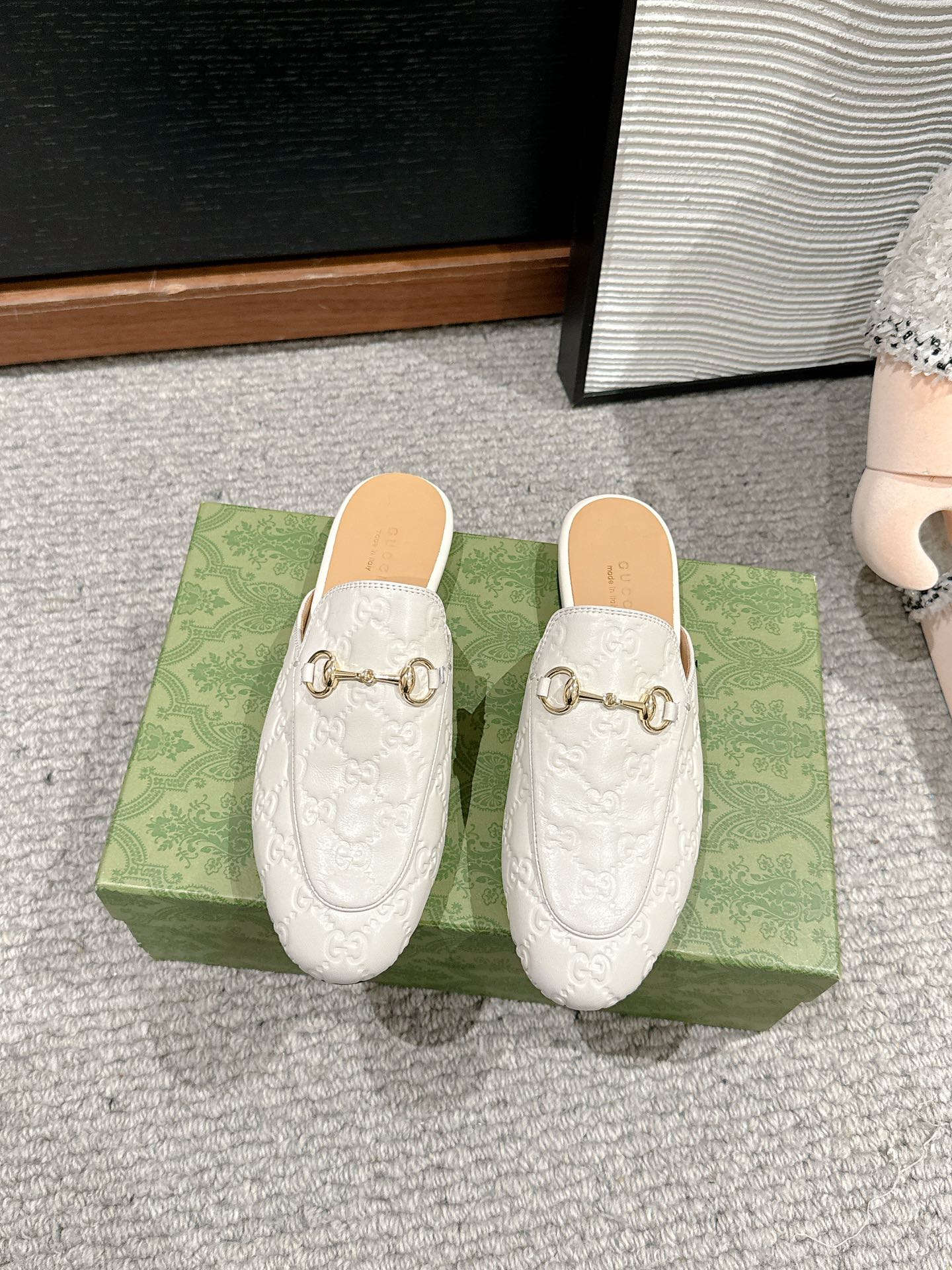 Horsebit Mule Cream GG Leather