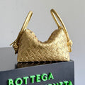 Bottega Veneta 2026 Loop Bag 21cm Gold Intrecciato Woven Leather 137120