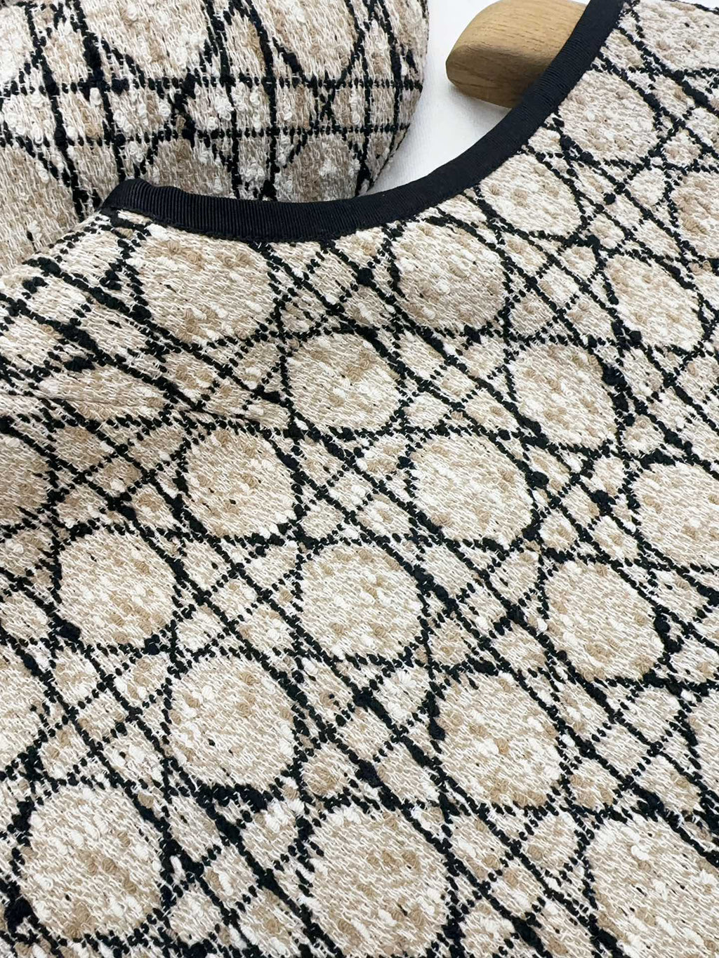 CD 2025 Plaid Dress Beige Cotton