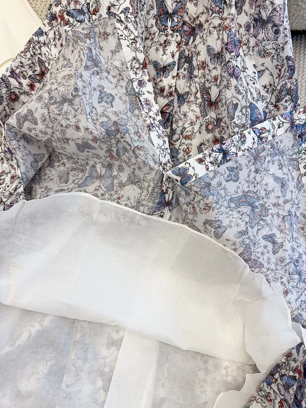 CD 2025 Butterfly Floral Print Dress Multicolor Cotton