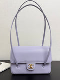 Chanel 2026 Preppy Coco Shoulder Bag Purple Caviar Leather Gold Hardware