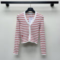 CD 25 Striped Cardigan Red White Wool 246753