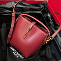 Le 37 Bucket Bag 15cm Red Gold Cowhide