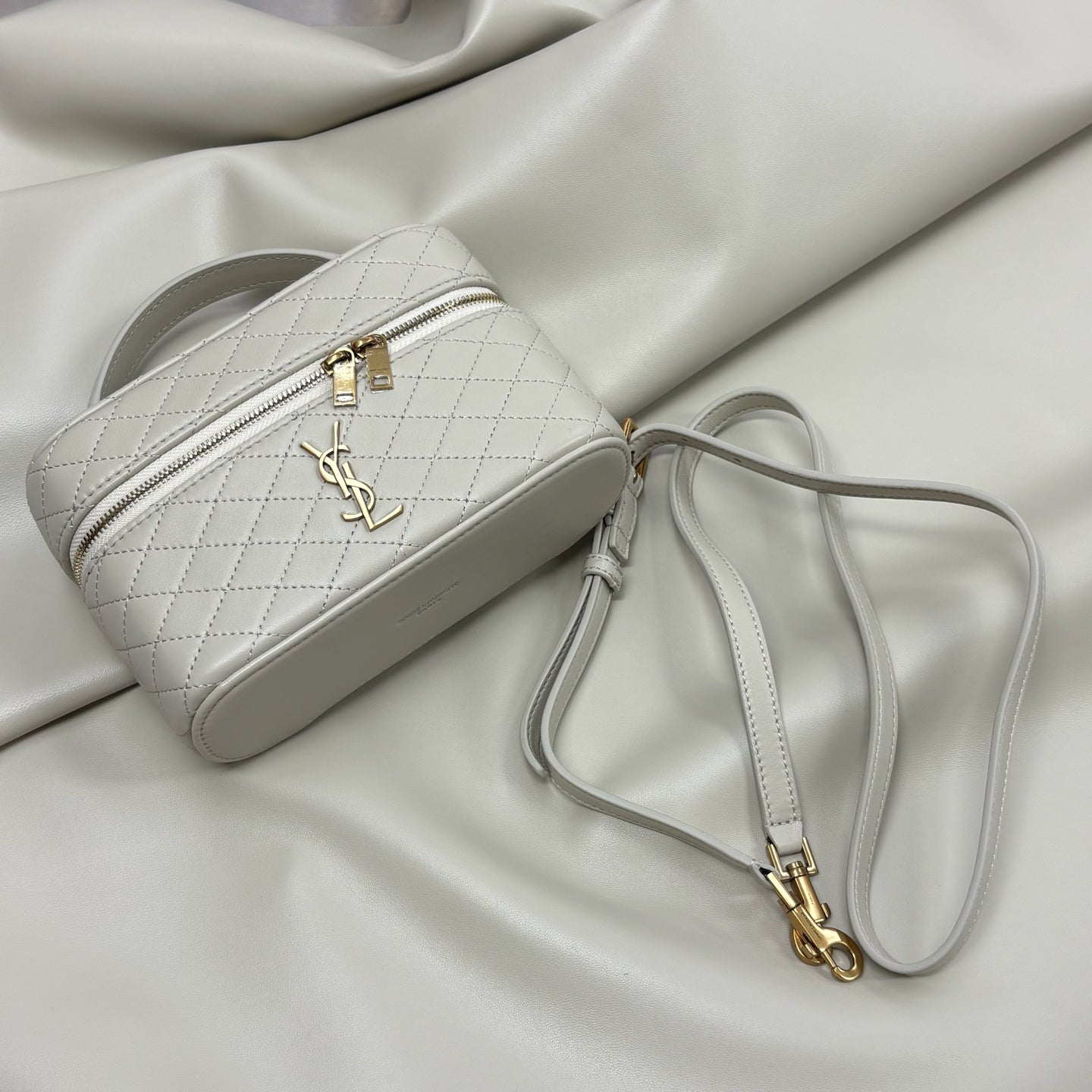 YSL Gaby Vanity Bag 18 Light Beige Quilted Calfskin