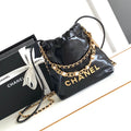 24a cc 22 hobo bag 20cm black lambskin pearl gold hardware