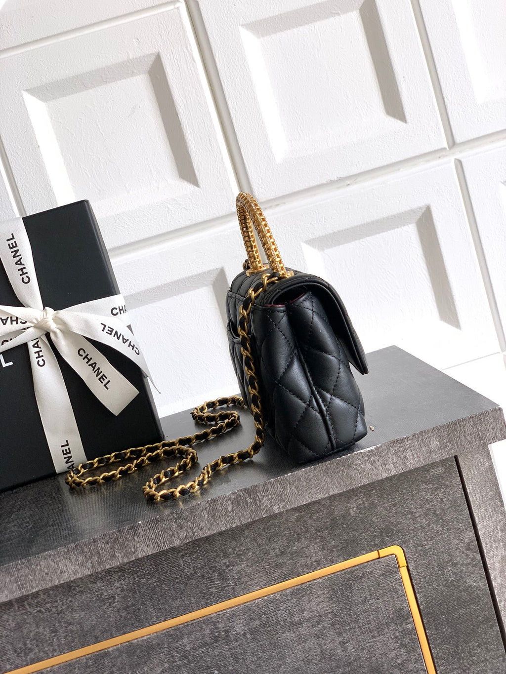 Chanel 2026 Quilted Coco Handle Flap Bag 14cm Black Calfskin