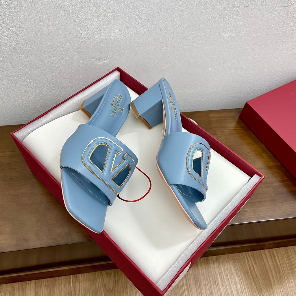 Vlogo Cut-Out 60 Sandal Baby Blue Calfskin