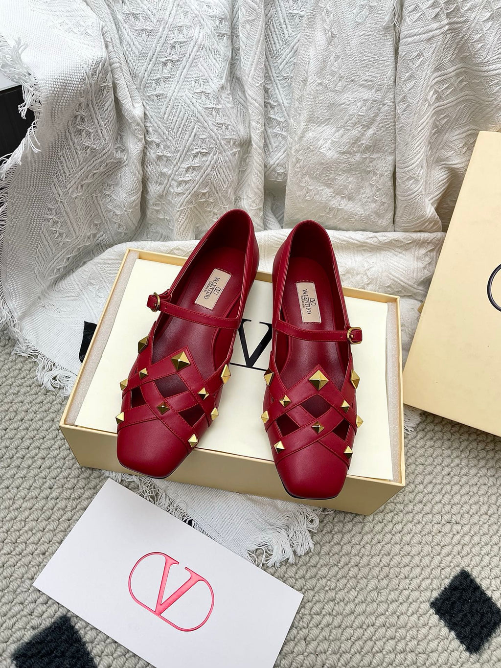 VT 26s Mary Jane Ballet Flats Dark Red Lambskin 611365