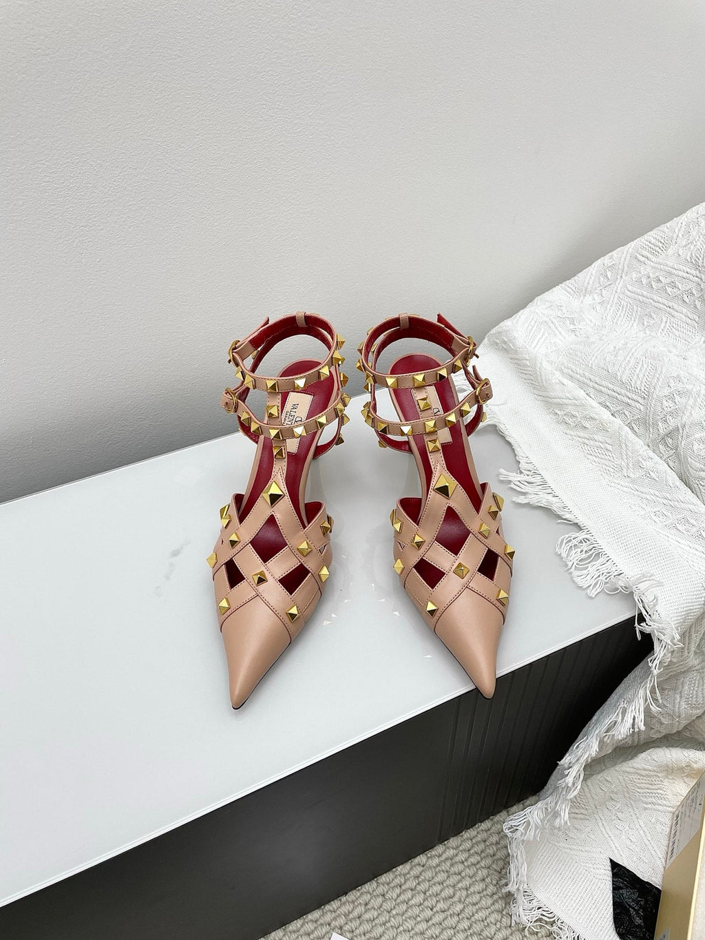 VT 26s Slingback 80 Beige Burgundy Lambskin 611373