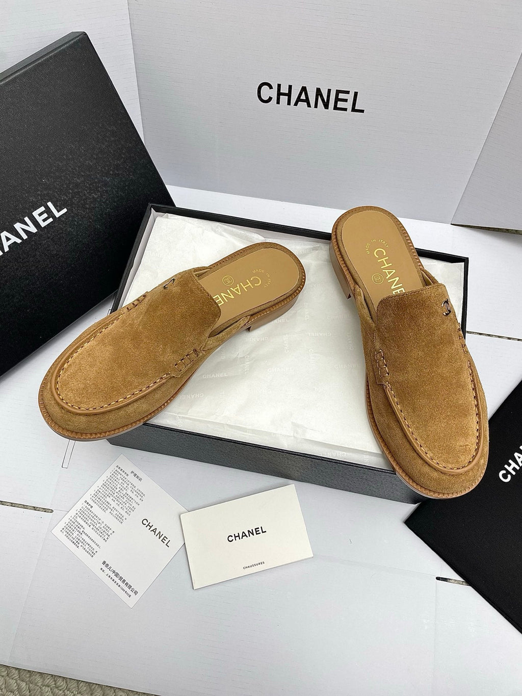 CC 26s Double C Mule Caramel Brown Suede 645303