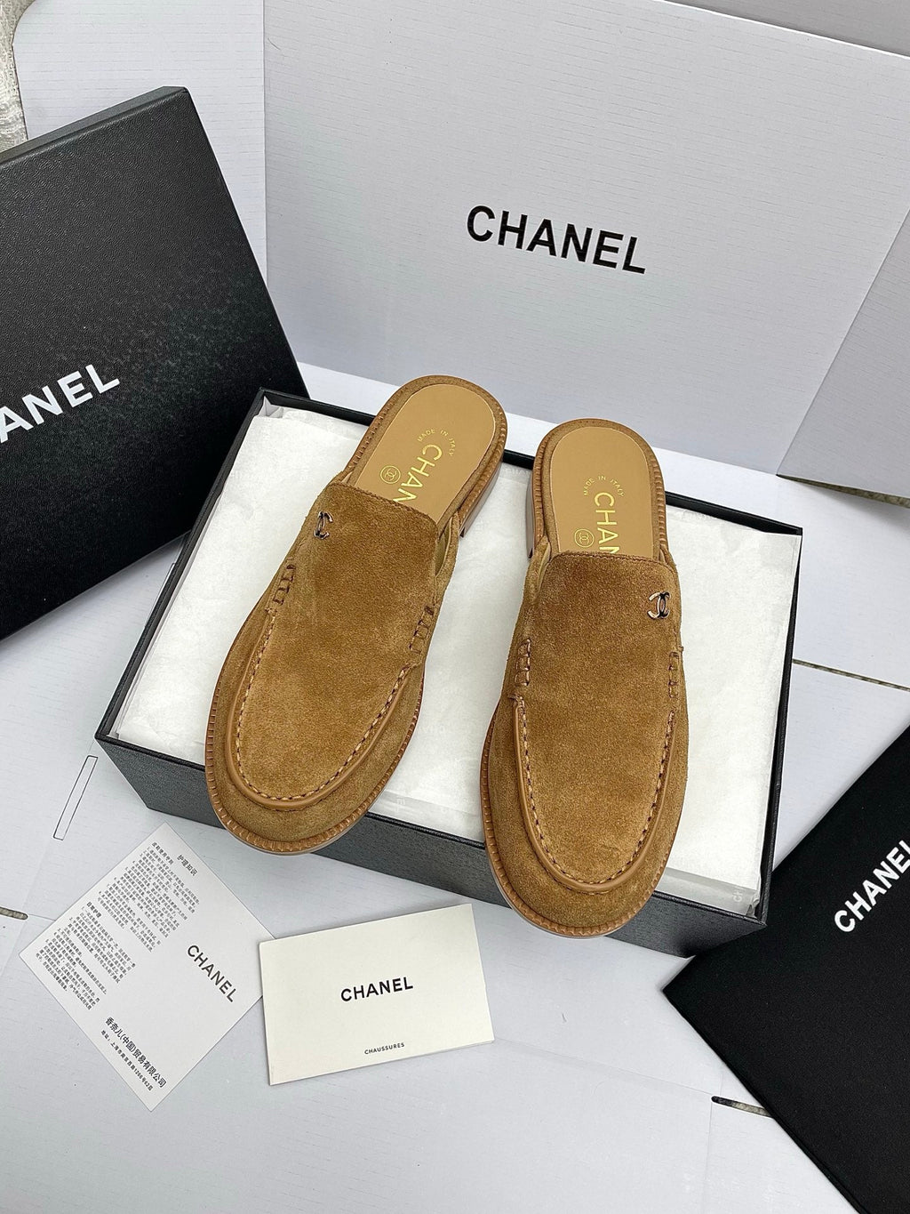 CC 26s Double C Mule Caramel Brown Suede 645303