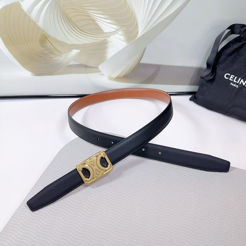 CEL Gold Buckle Belt  25mm Black Calfskin 178253