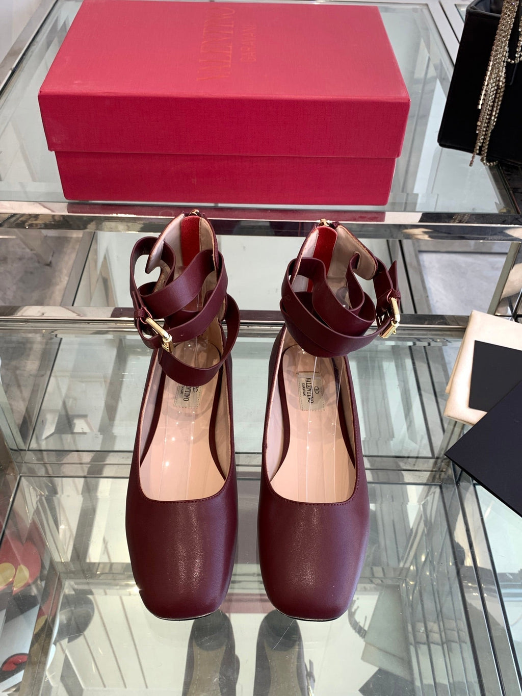 VT 25 Ballerina Ballet Gladiator Flats Ruby Red Cowhide 292360